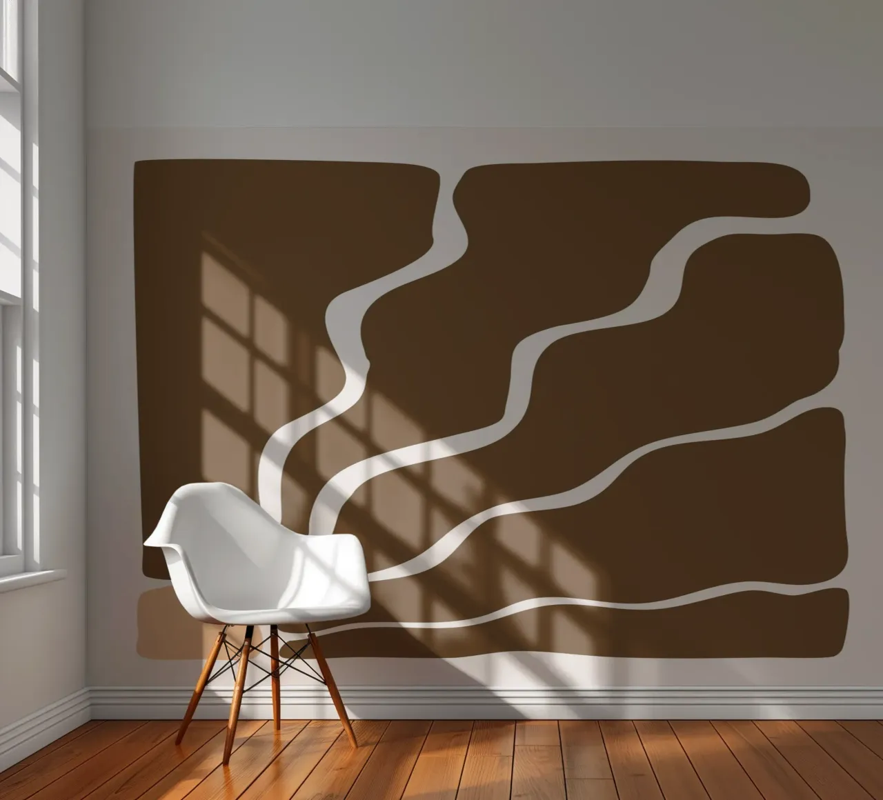 Abstract Terracotta Waves - Mid-Century Modern Art Print photo wallpaper by NorwesClub