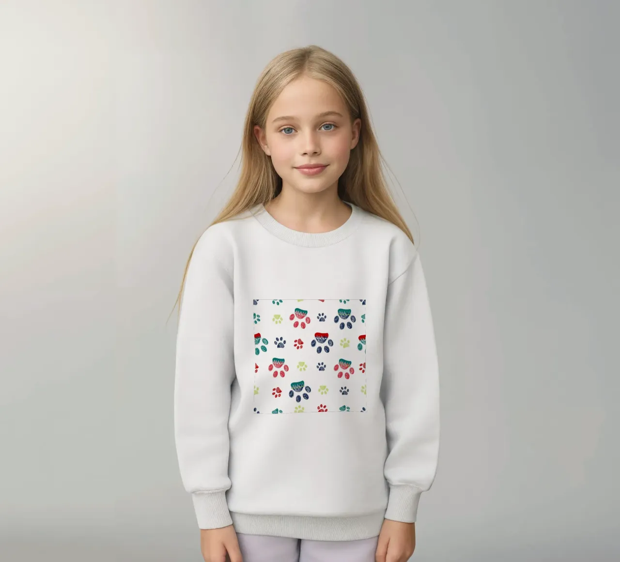 Christmas design decorative paw print kids sweatshirt by gulsengunel