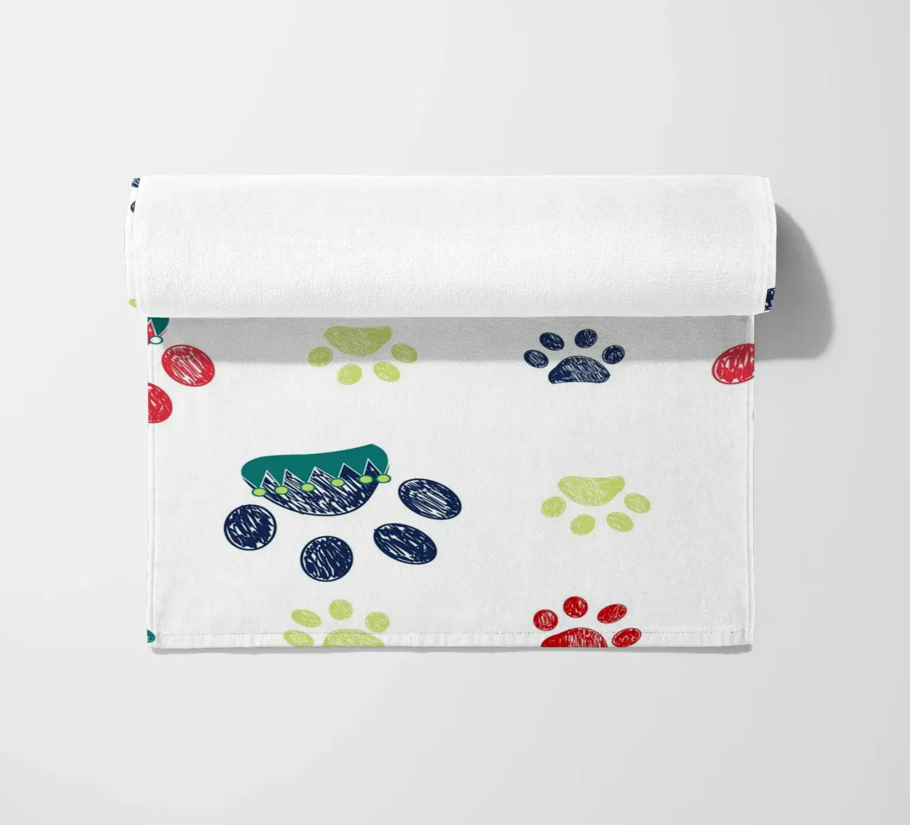 Christmas design decorative paw print beach towel by gulsengunel