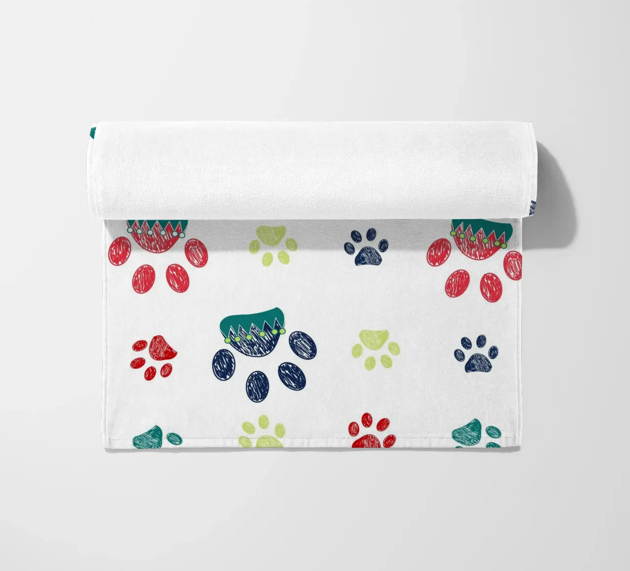 Christmas design decorative paw print beach towel by gulsengunel