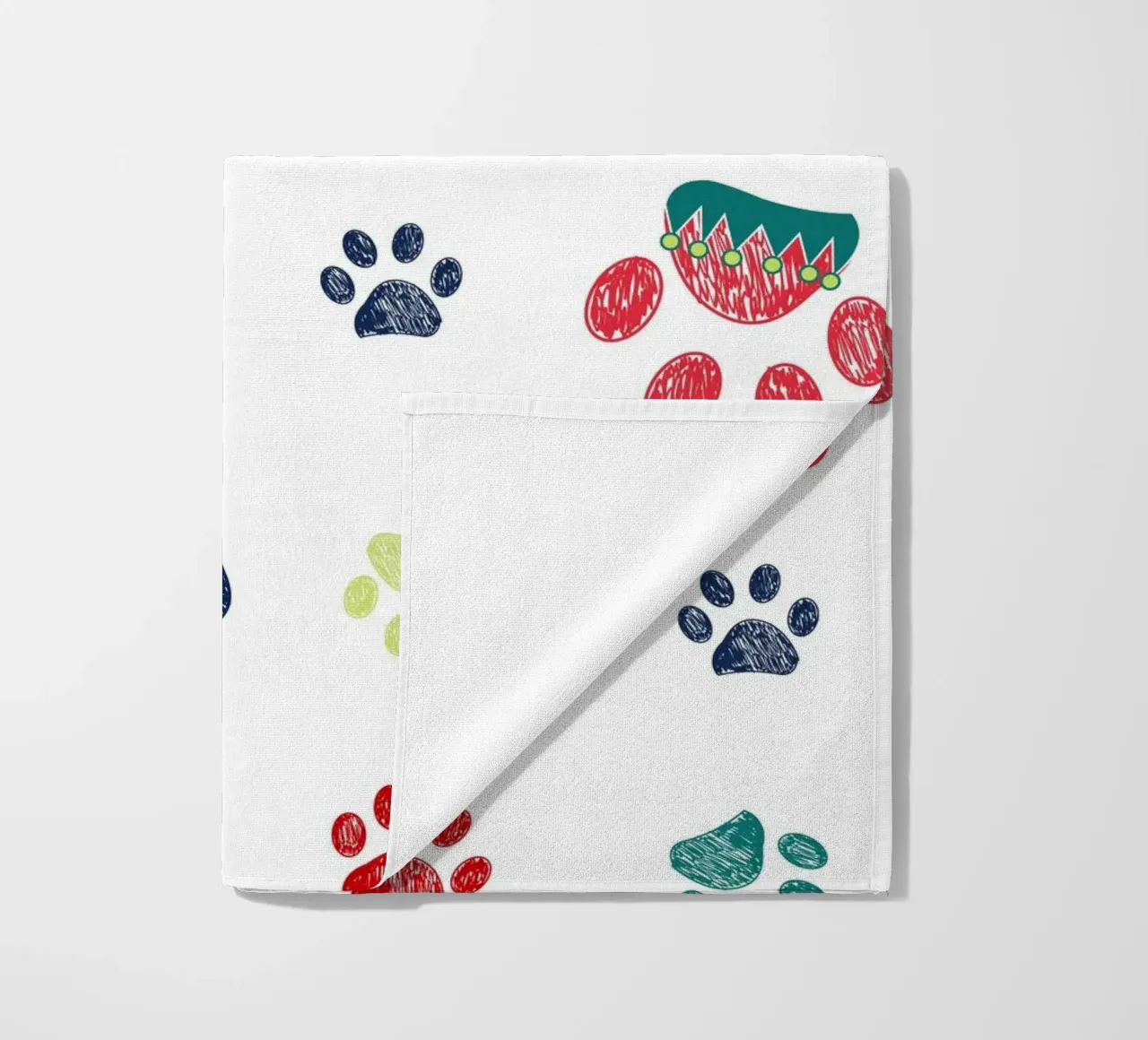 Christmas design decorative paw print beach towel by gulsengunel