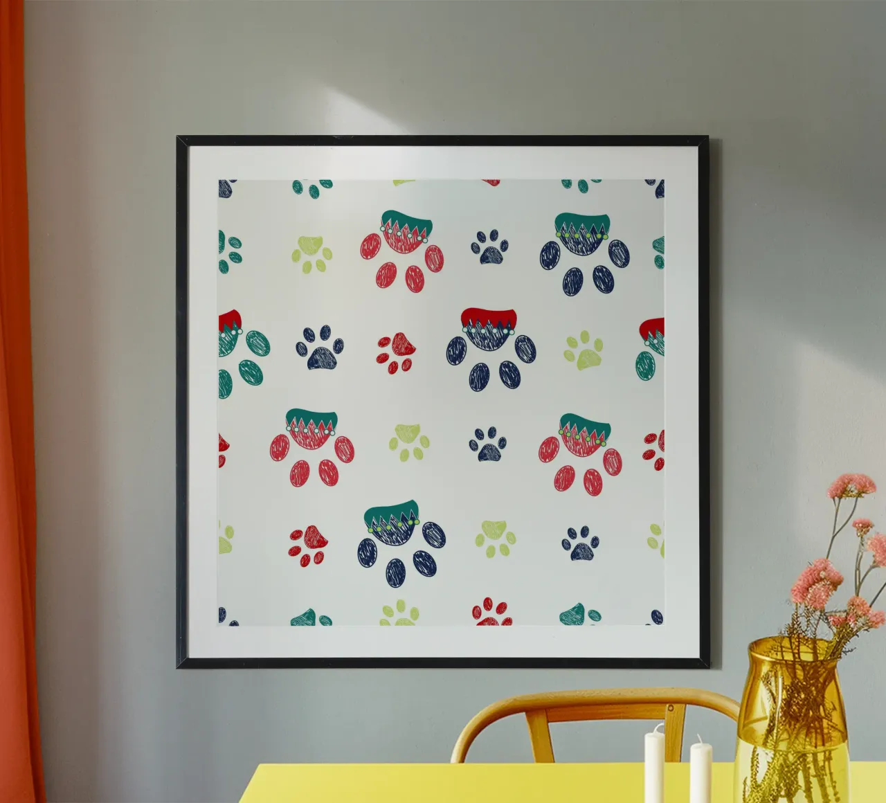 Christmas design decorative paw print poster by gulsengunel