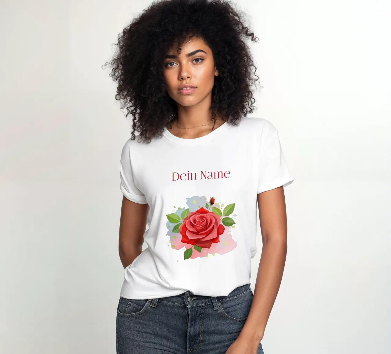 Birth flower - June Rose women's fitted t-shirt by Geburtsblume