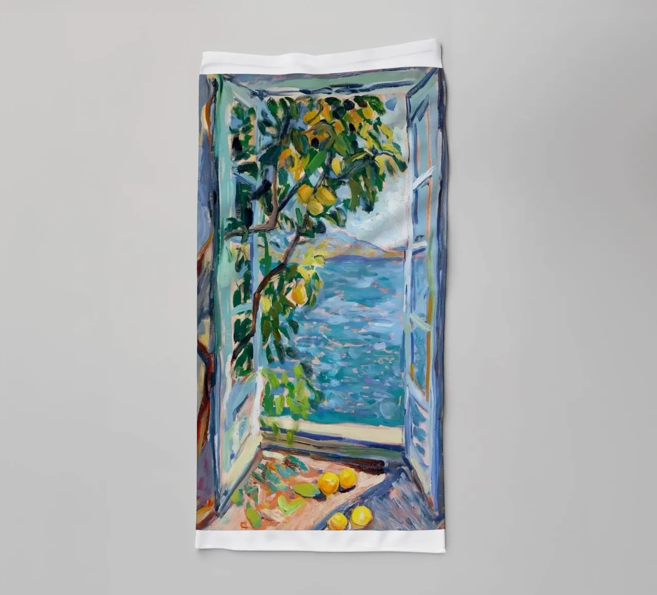 lemons falling on the window towel by gudikan store