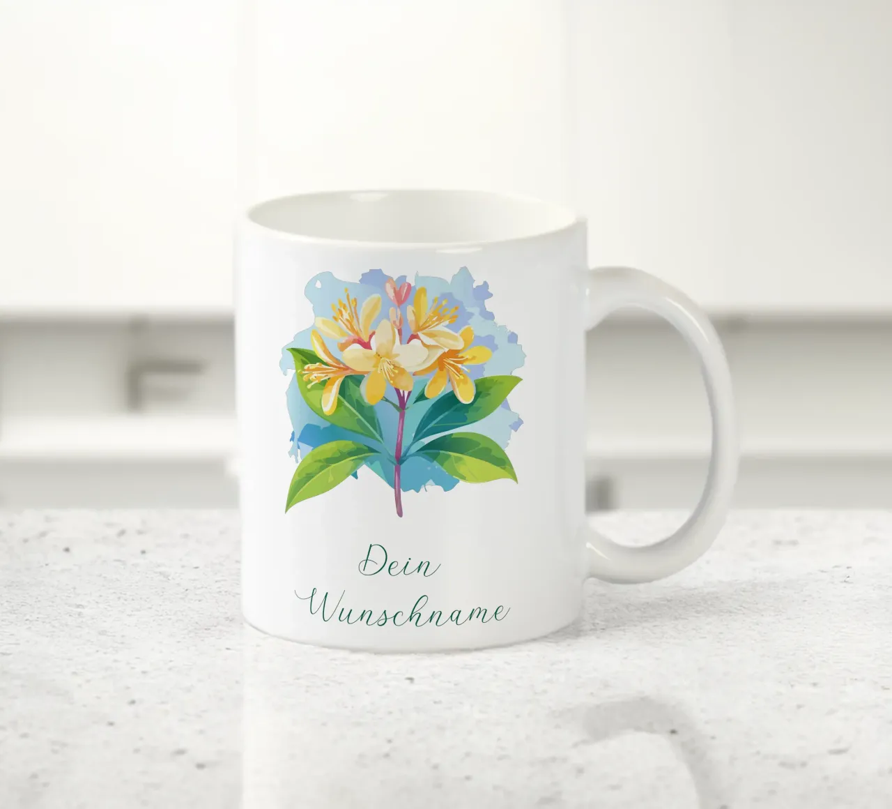 Fiore di nascita - Caprifoglio di giugno tazza in ceramica da Geburtsblume