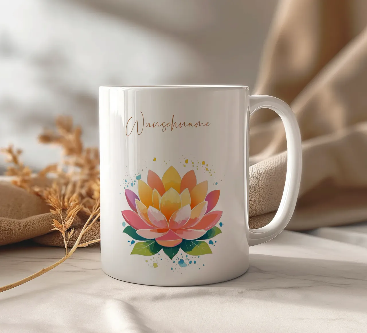 Geboortebloem - Lotus juli keramische mok van Geburtsblume