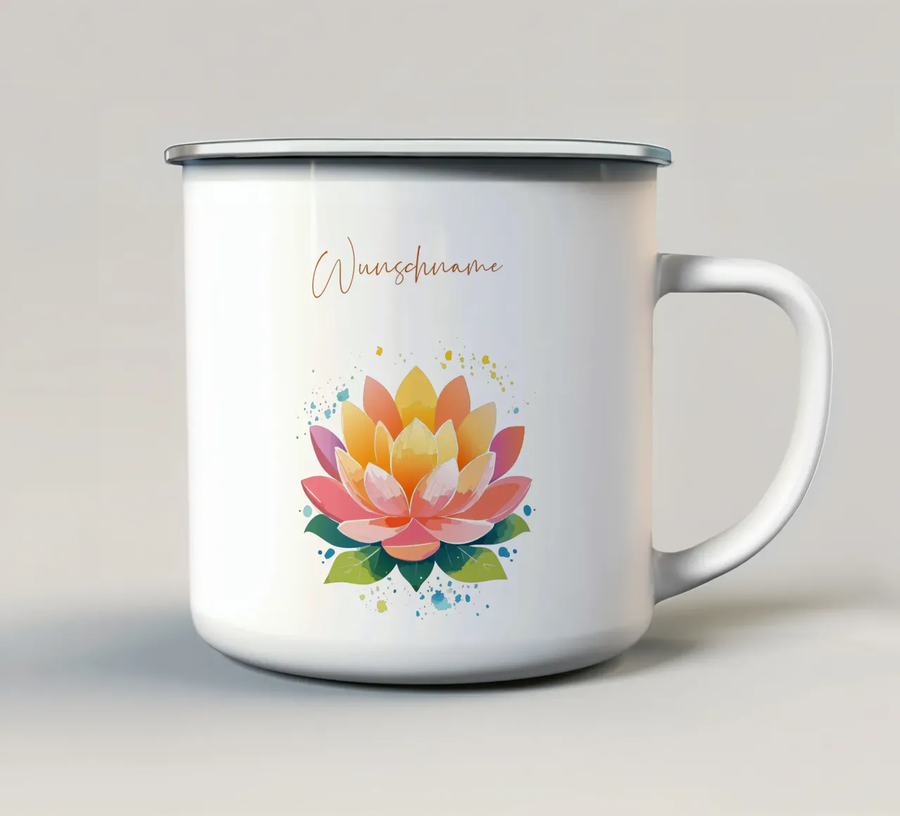 Geboortebloem - Lotus juli emaille mok van Geburtsblume
