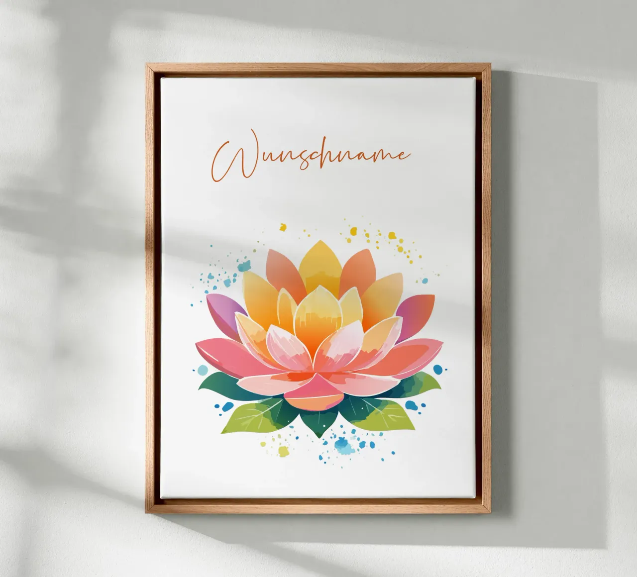 Geboortebloem - Lotus juli canvas met Baklijst van Geburtsblume