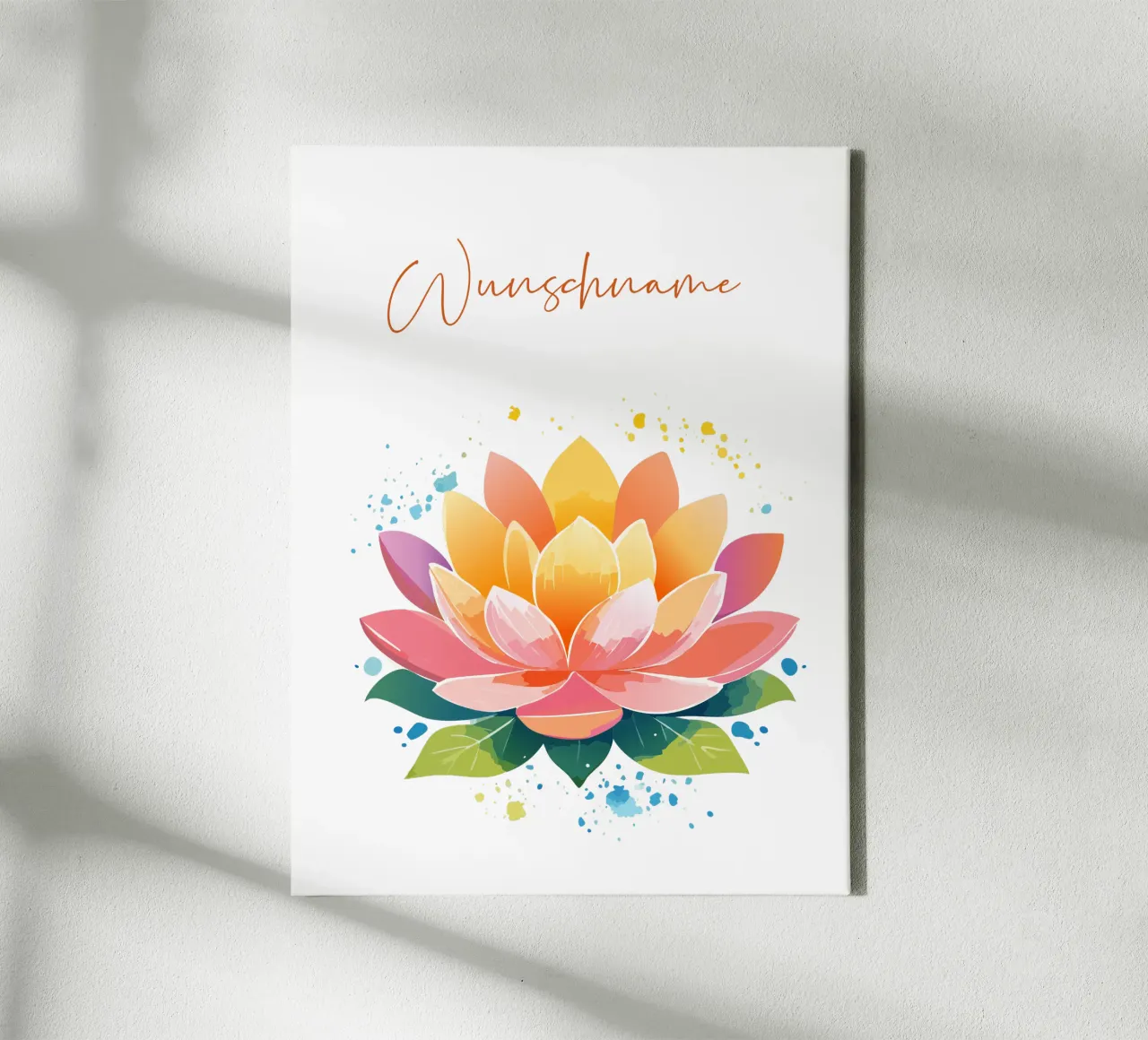 Geboortebloem - Lotus juli canvas met Baklijst van Geburtsblume