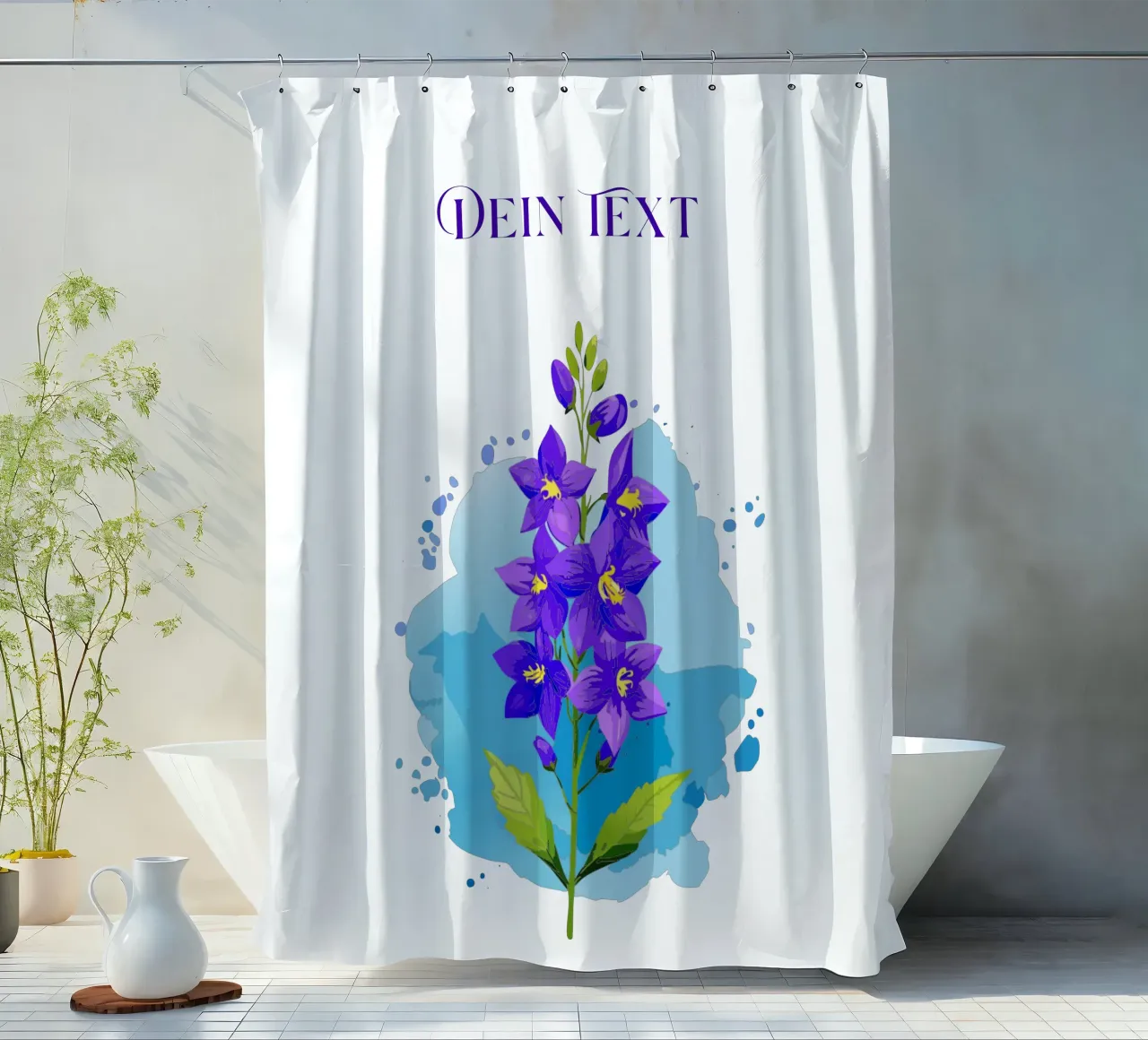 Geboortebloem - juli Delphinium douchegordijn van Geburtsblume