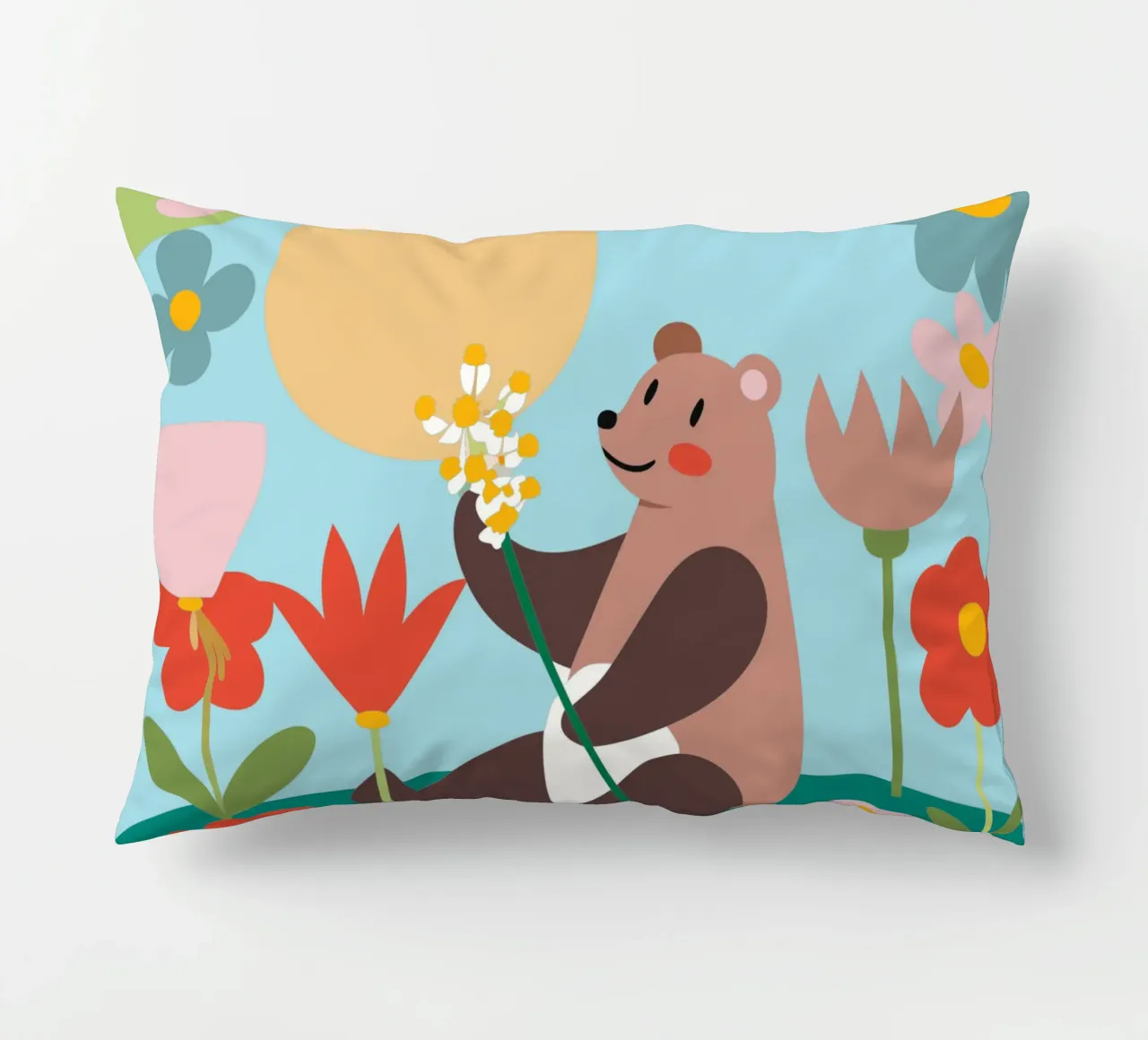 Orso nel giardino fiorito cuscino da CUTE ANIMALS