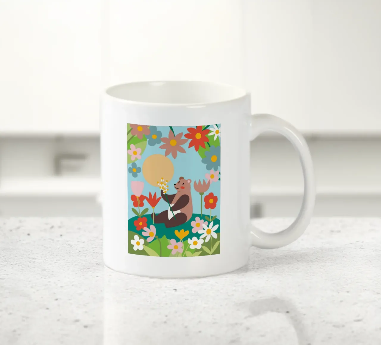 Orso nel giardino fiorito tazza in ceramica da CUTE ANIMALS
