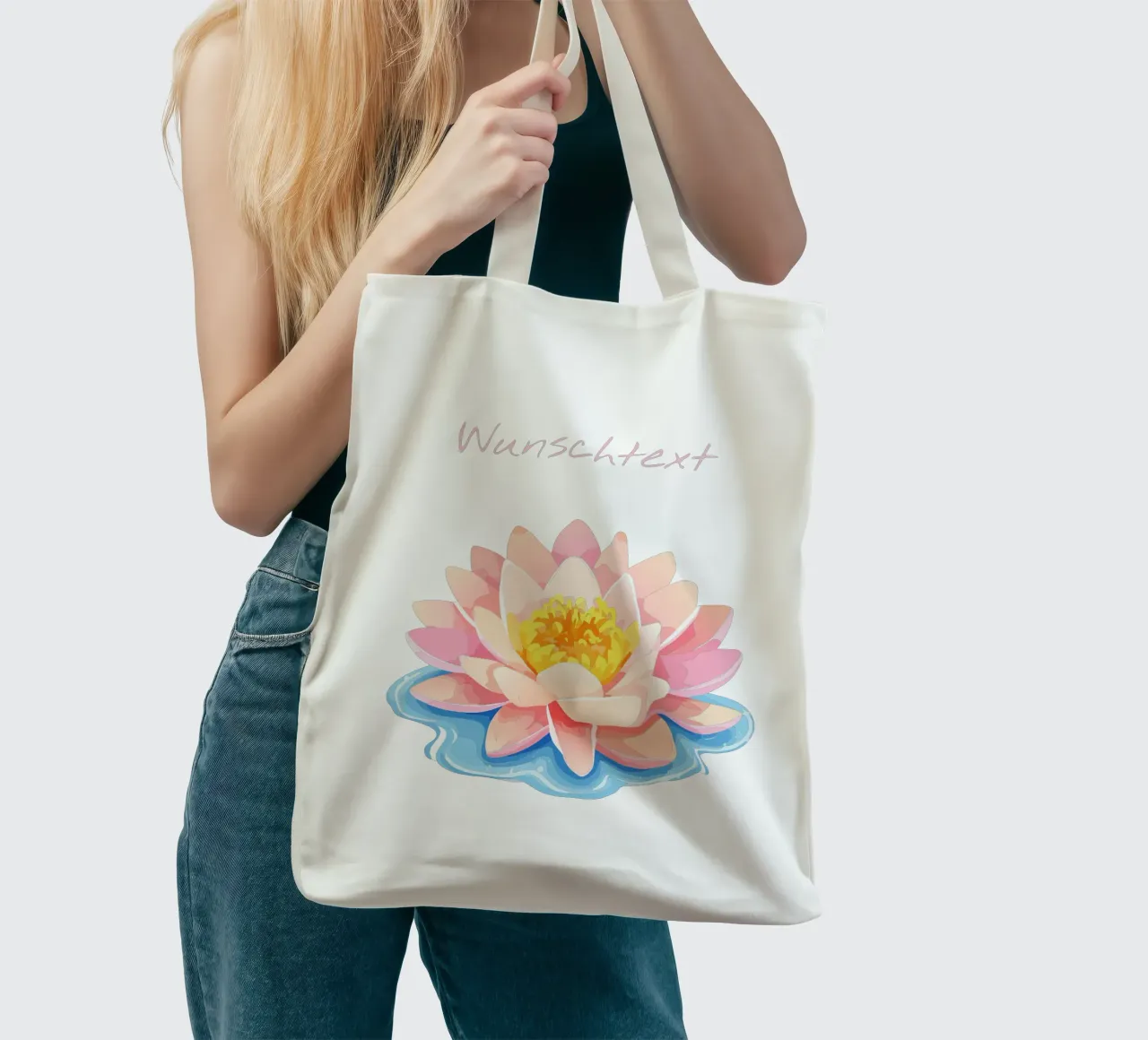 Fiore di nascita - ninfea di luglio / giglio d'acqua borsa in juta da Geburtsblume