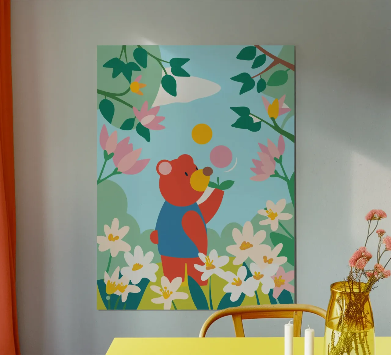 Orso nel giardino fiorito poster da CUTE ANIMALS