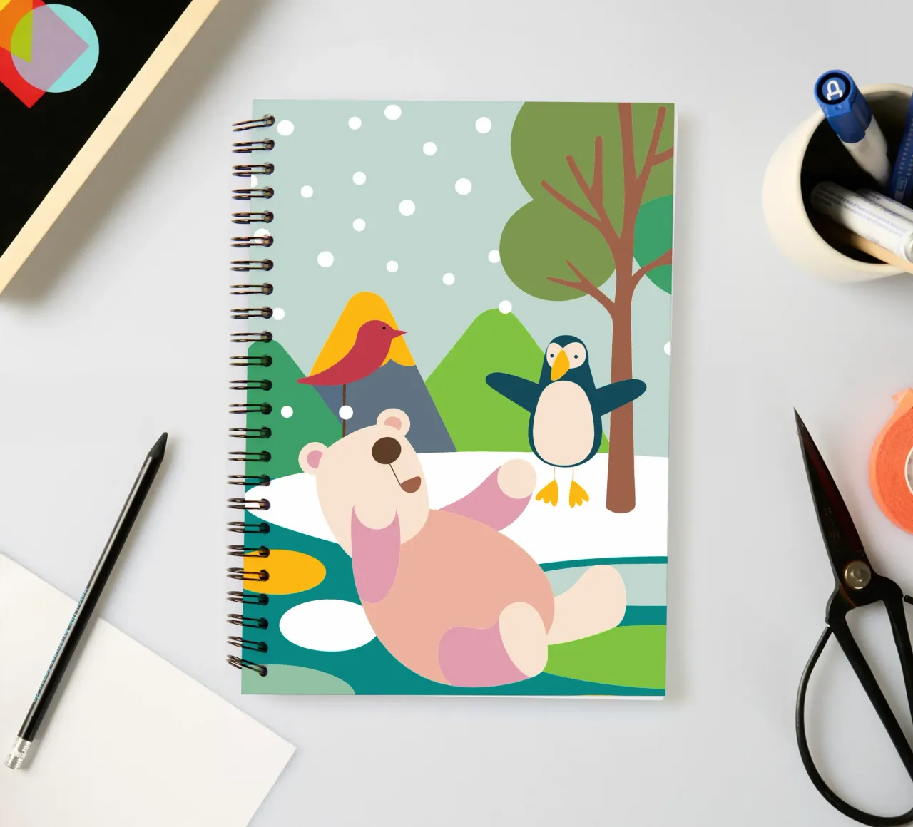 Bears and Penguins spiral notebook by CUTE ANIMALS