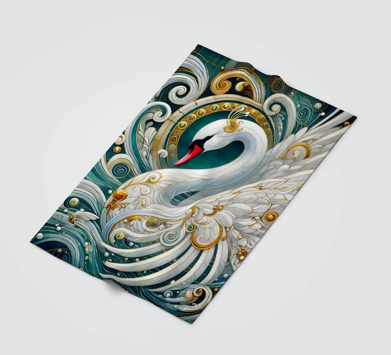 Cigno bianco coperta in pile da Art-Nouveau-Dsg