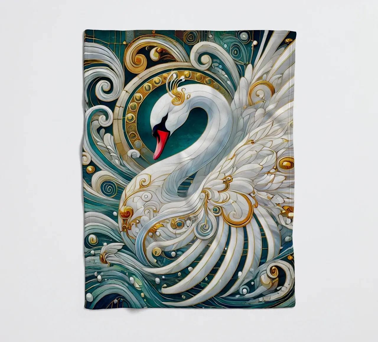 Cigno bianco coperta in pile da Art-Nouveau-Dsg