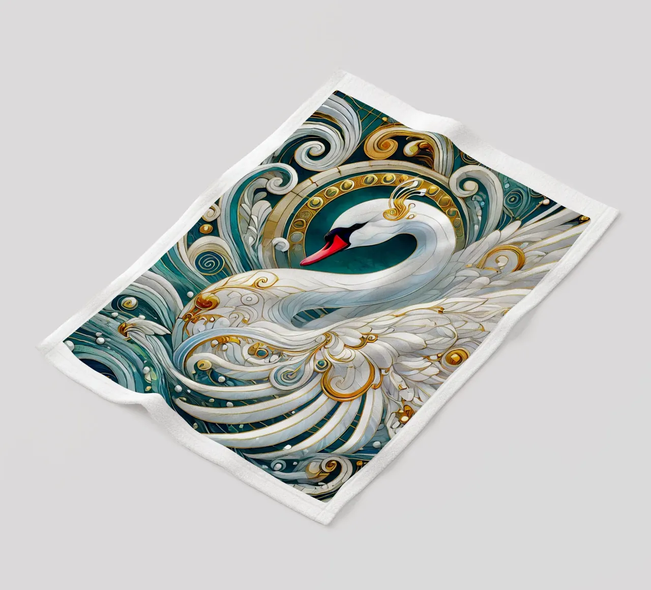 Cigno bianco coperta in pile da Art-Nouveau-Dsg
