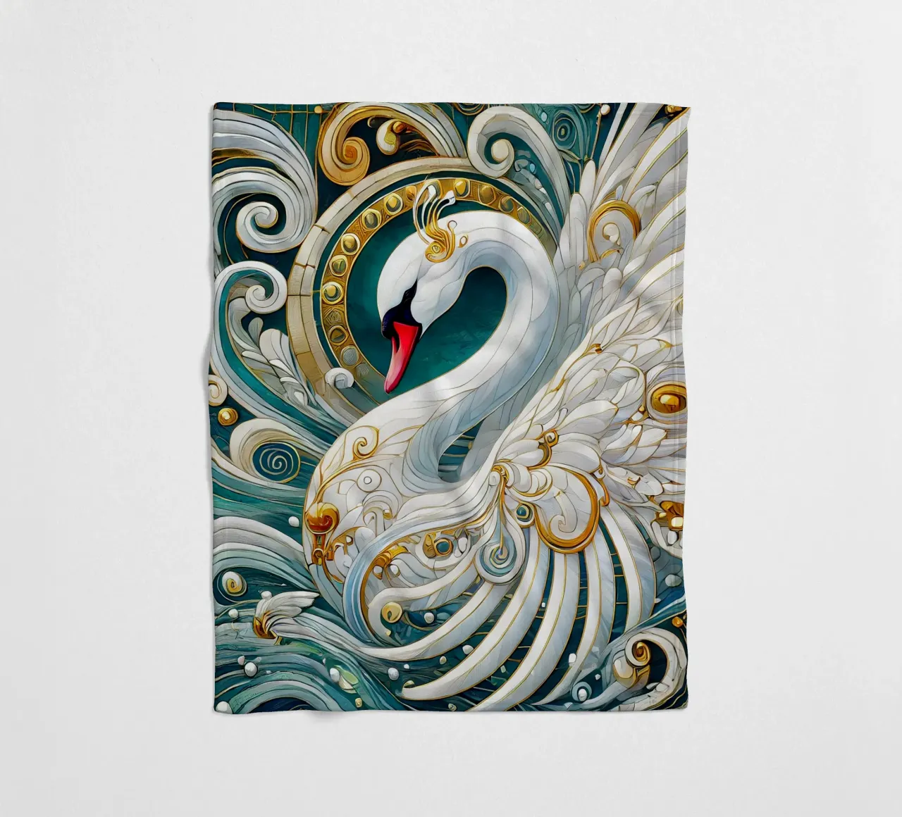 Cigno bianco coperta in pile da Art-Nouveau-Dsg