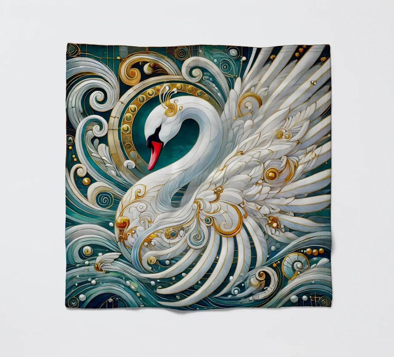 Cigno bianco coperta in pile da Art-Nouveau-Dsg