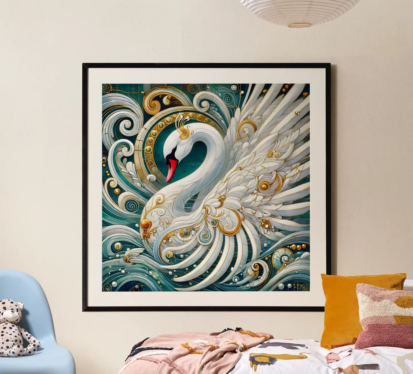 Cigno bianco poster da Art-Nouveau-Dsg
