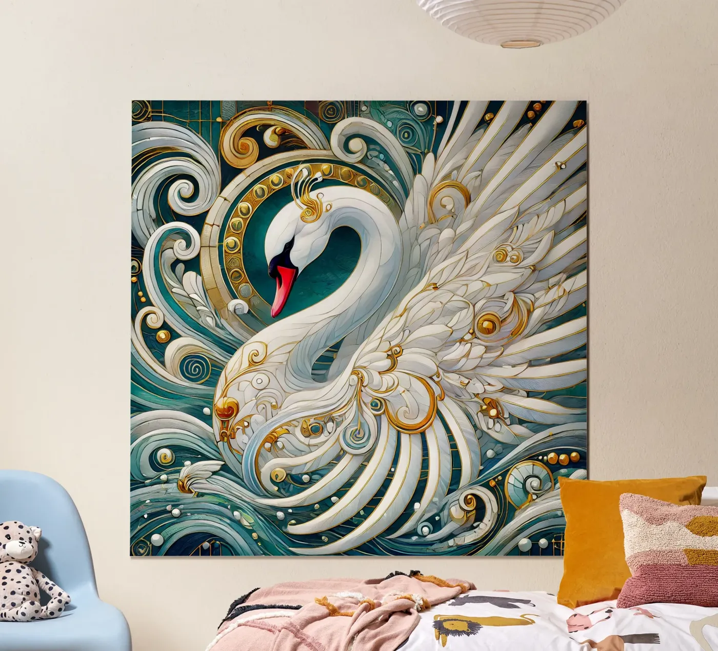 Cigno bianco poster da Art-Nouveau-Dsg