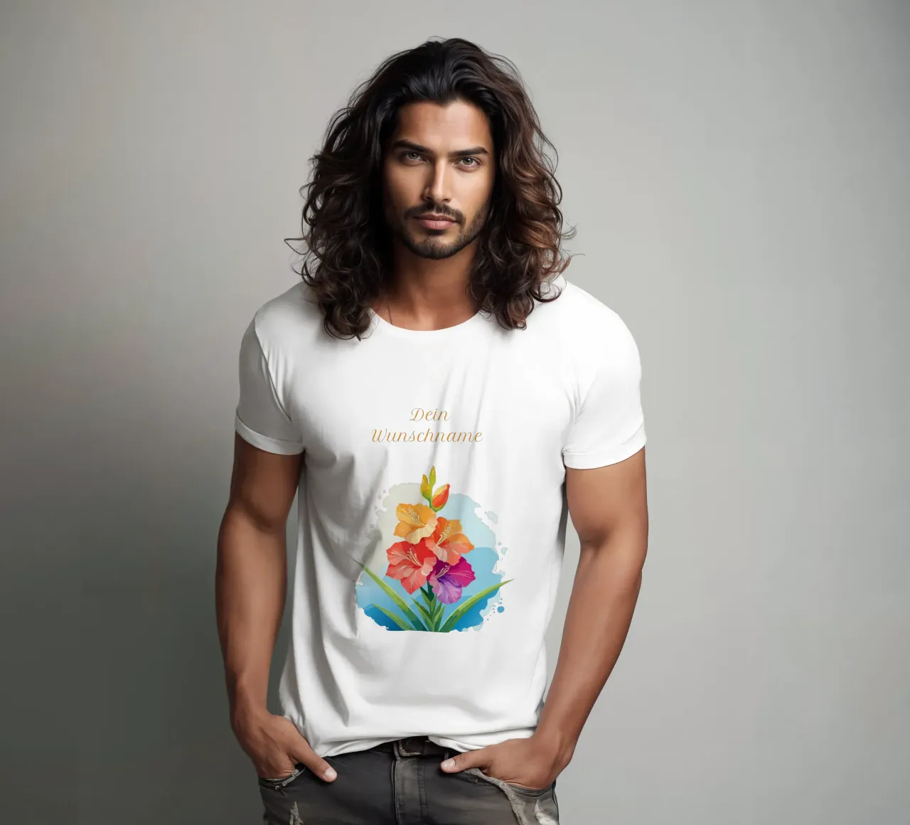 Birth flower - August gladiolus (sword flower) t-shirt by Geburtsblume