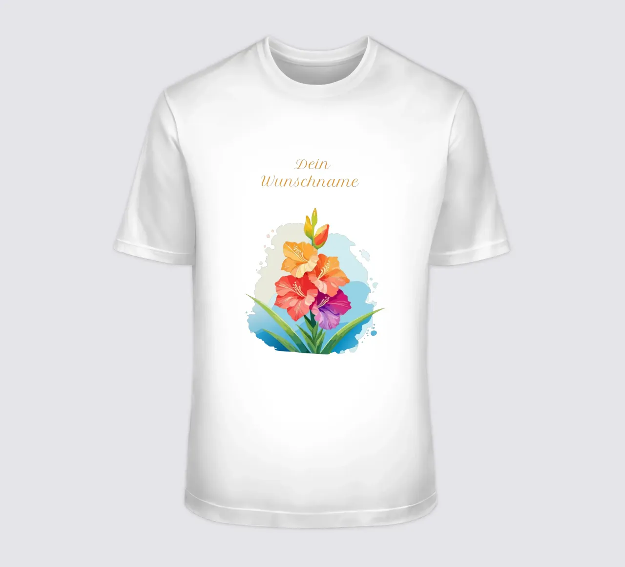 Birth flower - August gladiolus (sword flower) t-shirt by Geburtsblume