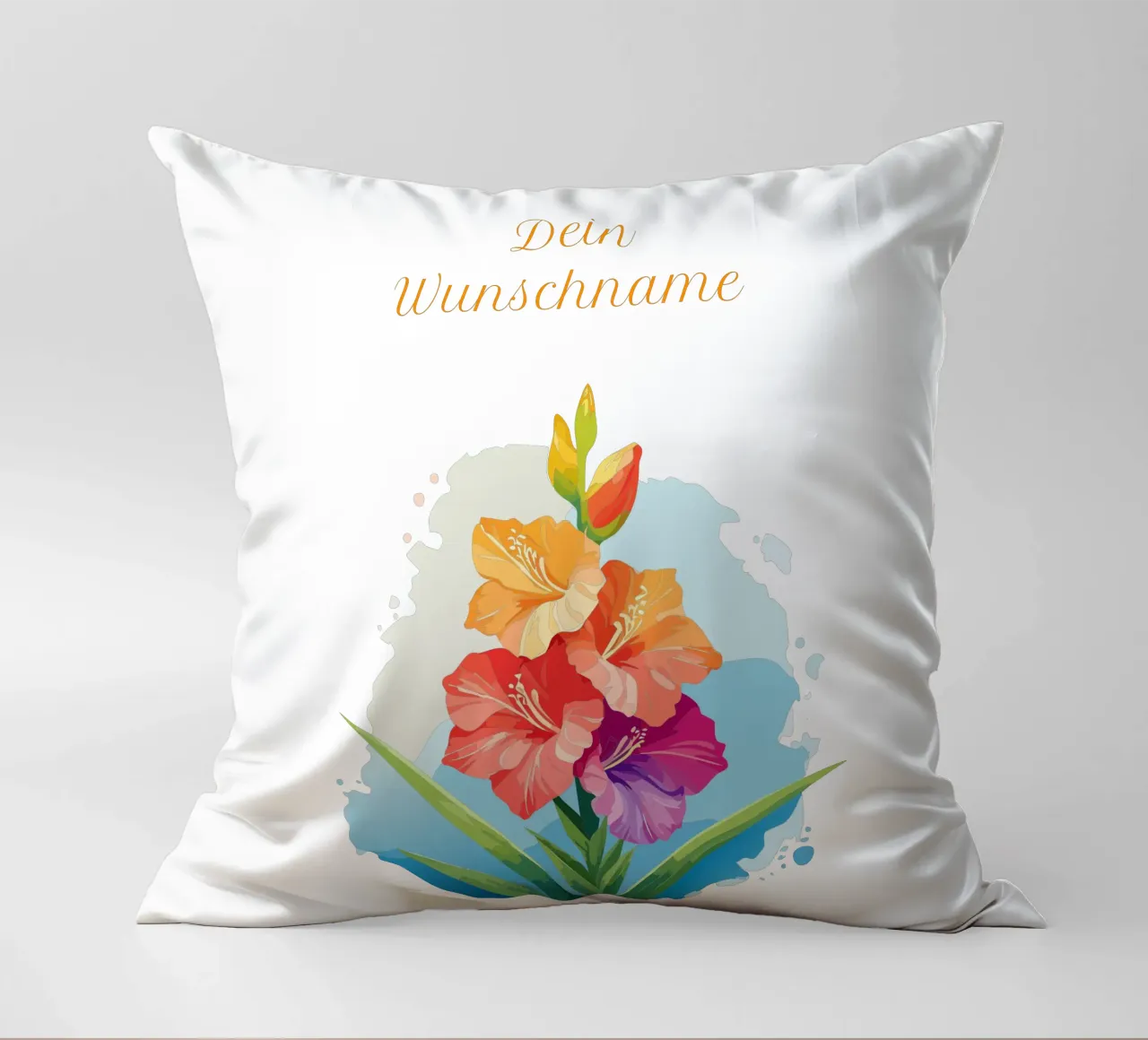 Birth flower - August gladiolus (sword flower) decorative cushion by Geburtsblume