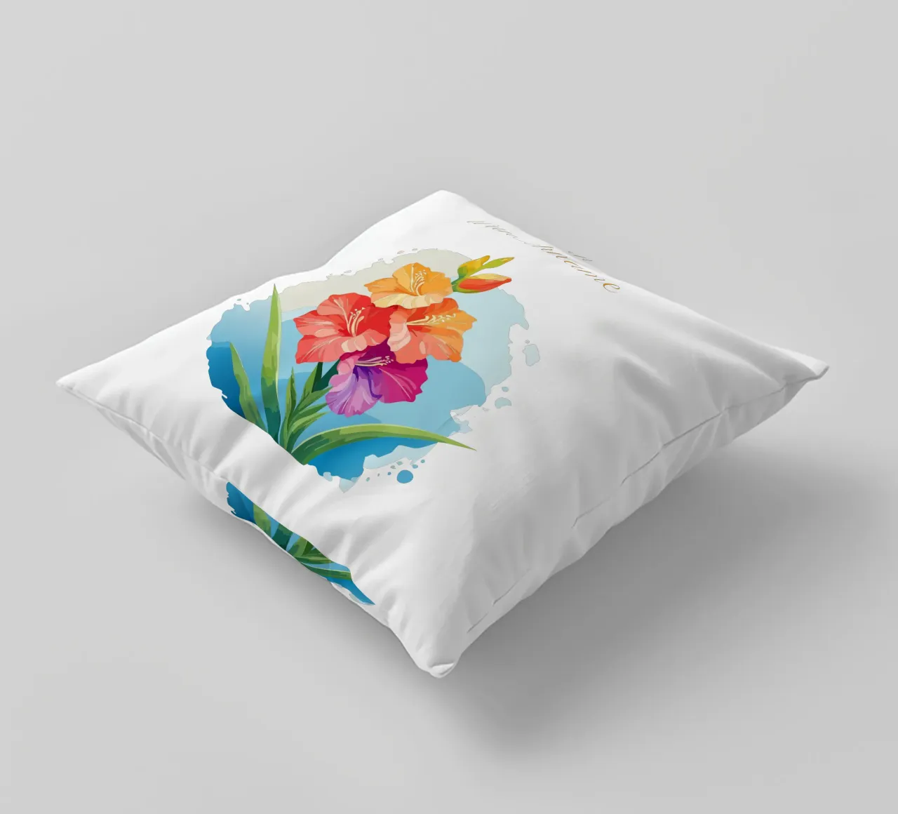 Birth flower - August gladiolus (sword flower) decorative cushion by Geburtsblume