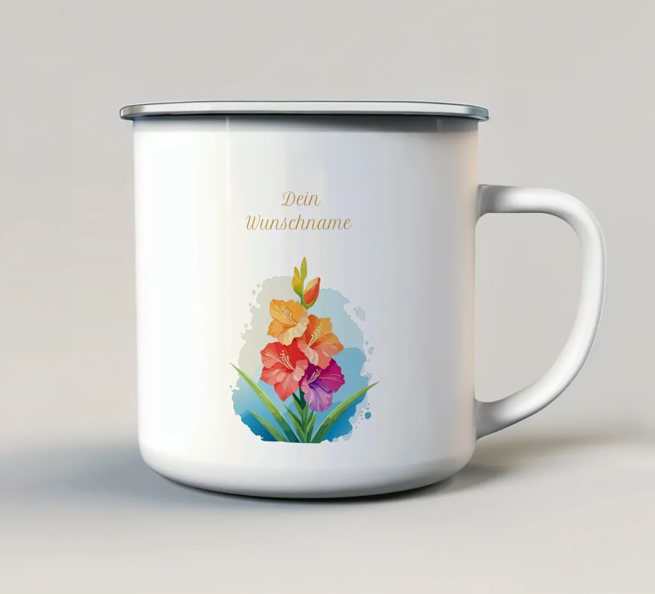 Fleur de naissance - Glaïeul d'août (fleur d'épée) mug en émail de Geburtsblume