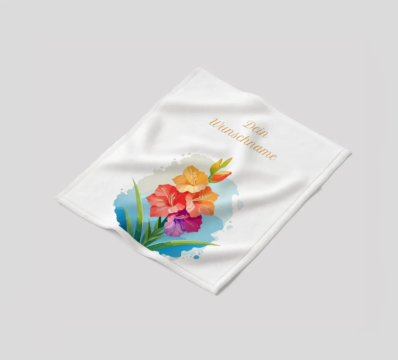 Birth flower - August gladiolus (sword flower) fleece blanket by Geburtsblume