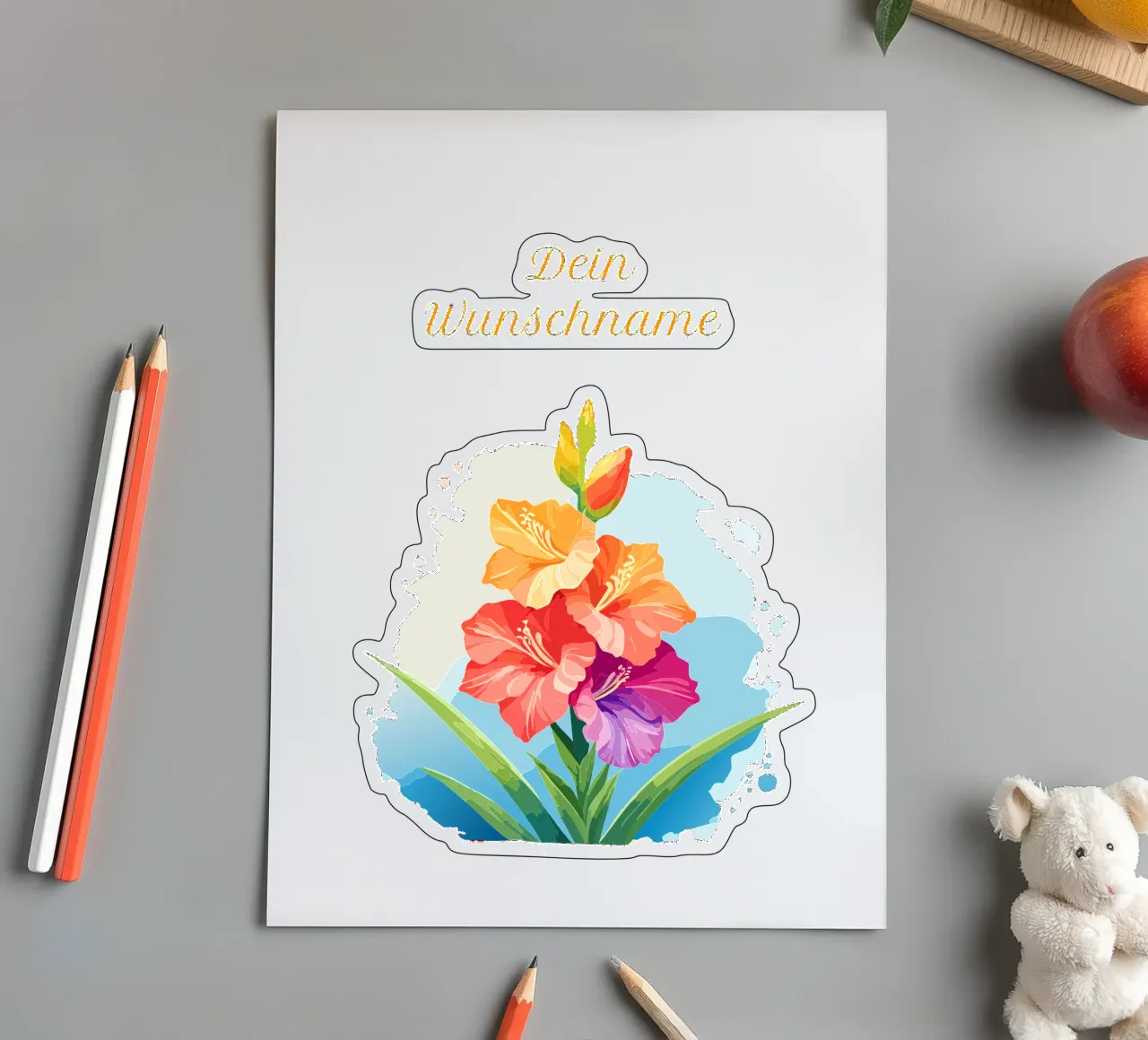 Birth flower - August gladiolus (sword flower) sticker sheet by Geburtsblume