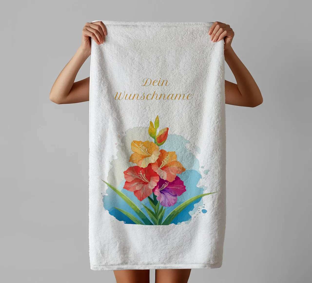 Fleur de naissance - Glaïeul d'août (fleur d'épée) serviette de bain de Geburtsblume