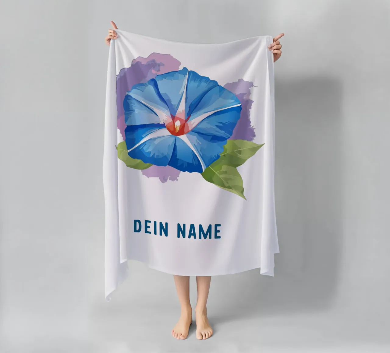 Birth flower - September Blue morning glory beach towel by Geburtsblume