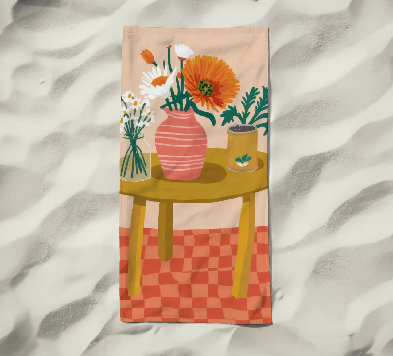 Bouquet rustico a scacchi telo mare da Prism Ritual