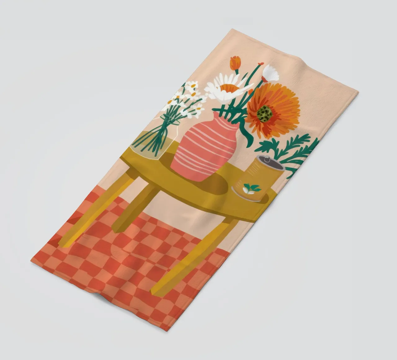 Bouquet rustico a scacchi telo mare da Prism Ritual