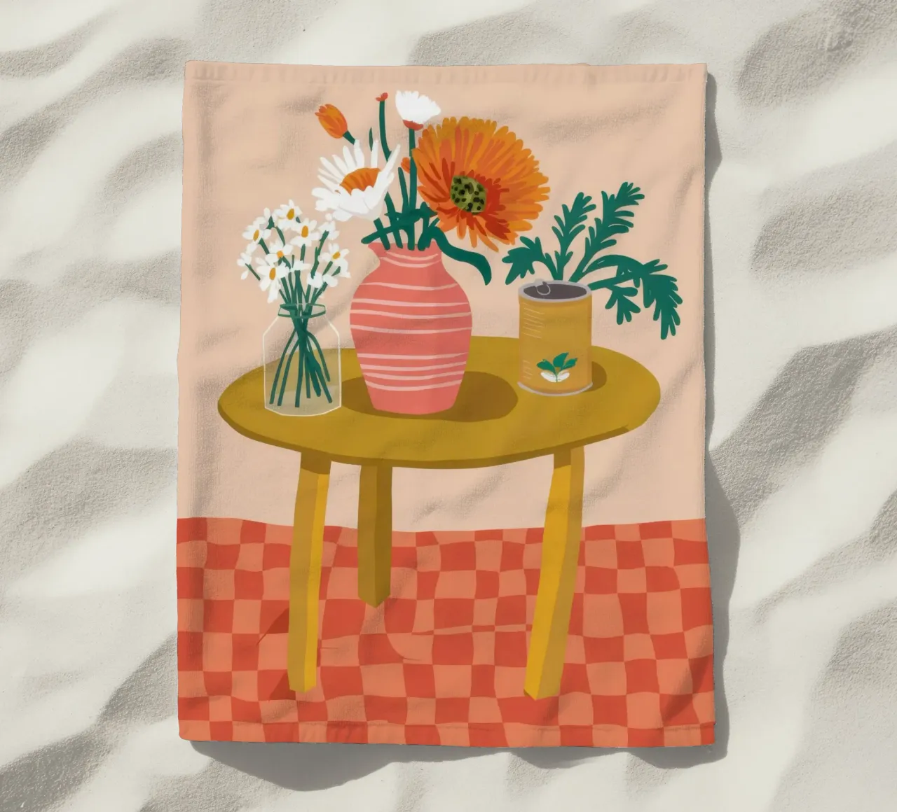 Bouquet rustico a scacchi telo mare da Prism Ritual