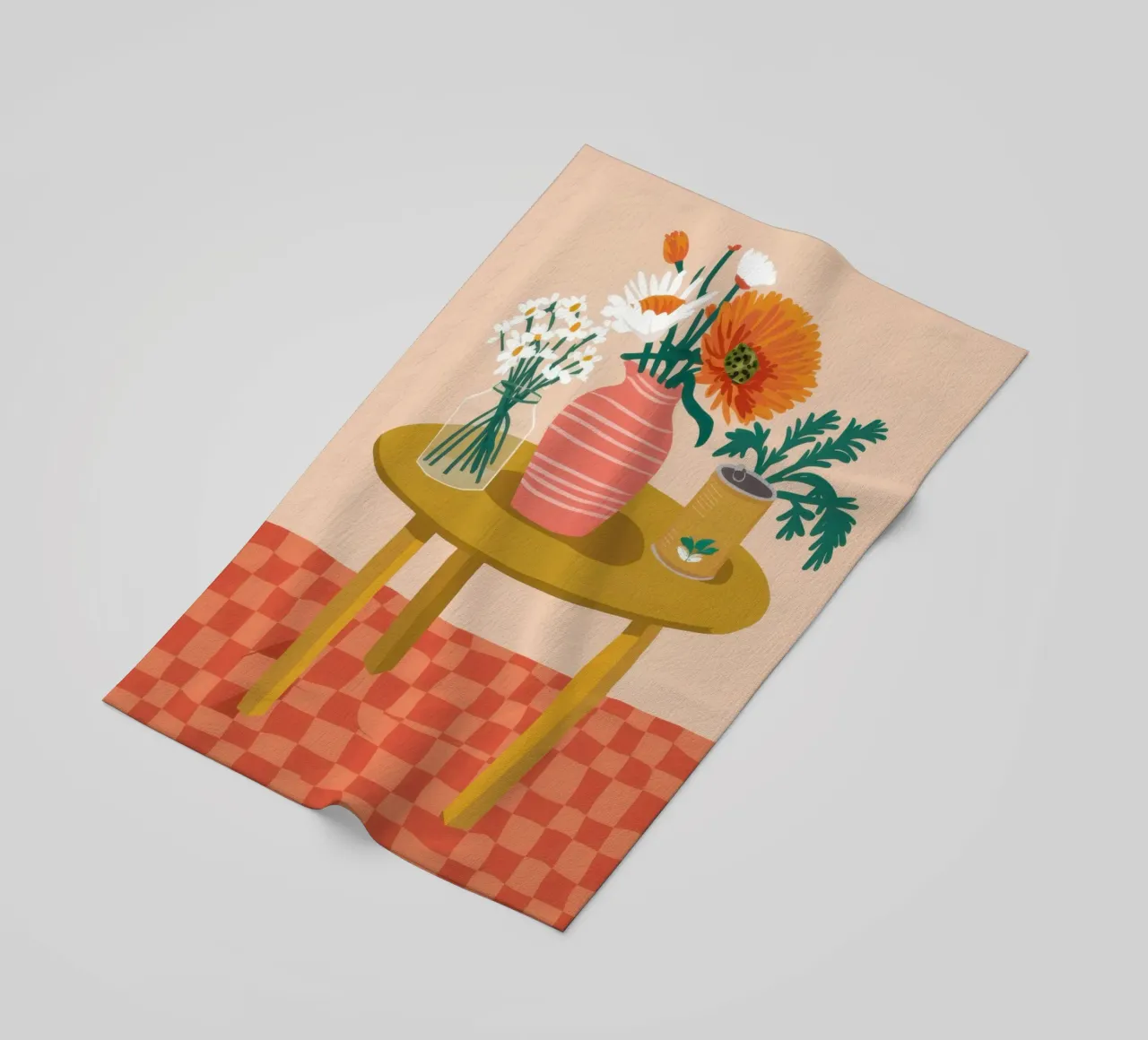 Bouquet rustico a scacchi telo mare da Prism Ritual