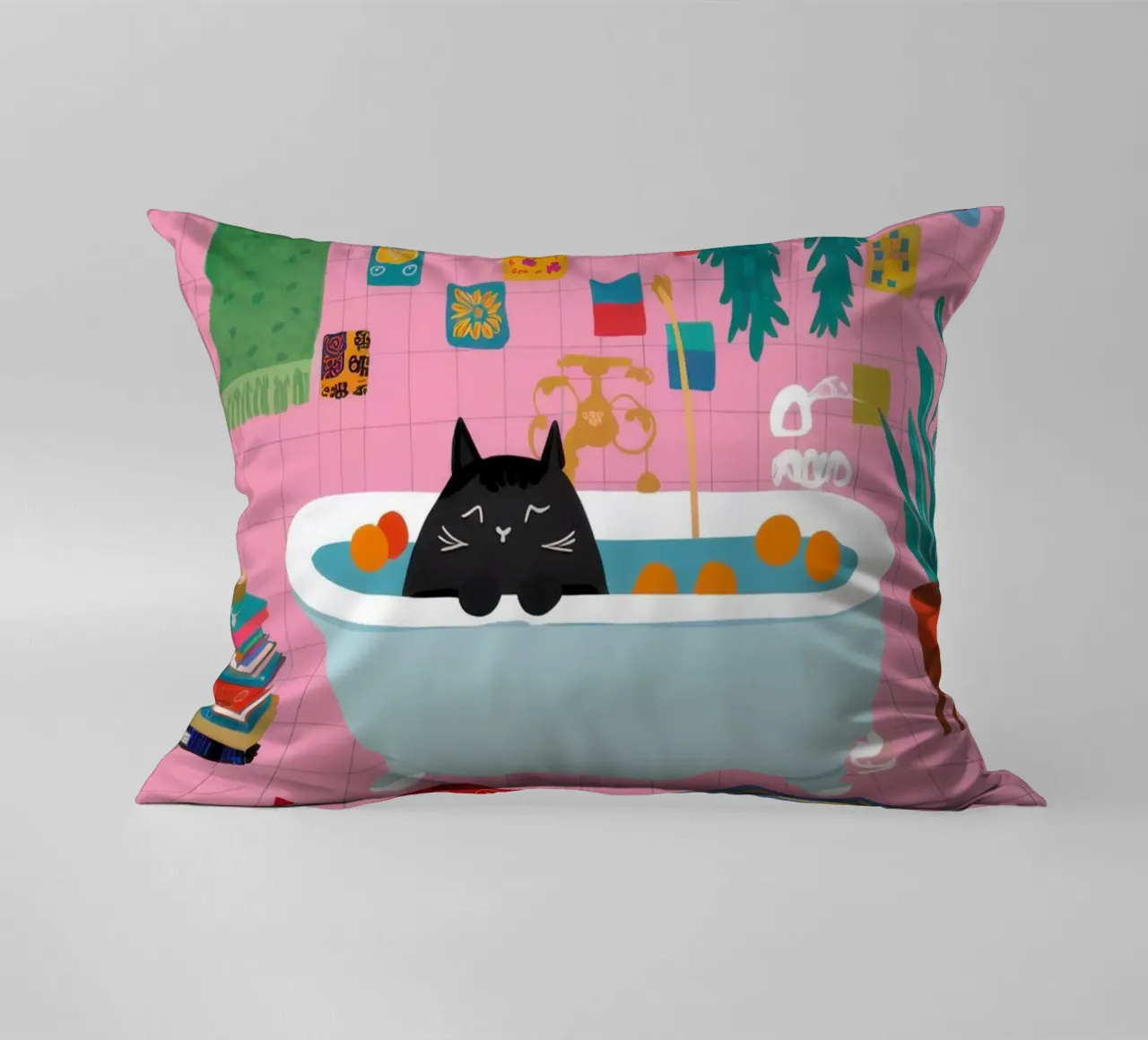 Bohemian Bathtub Ritual decorative cushion by Veil Maya
