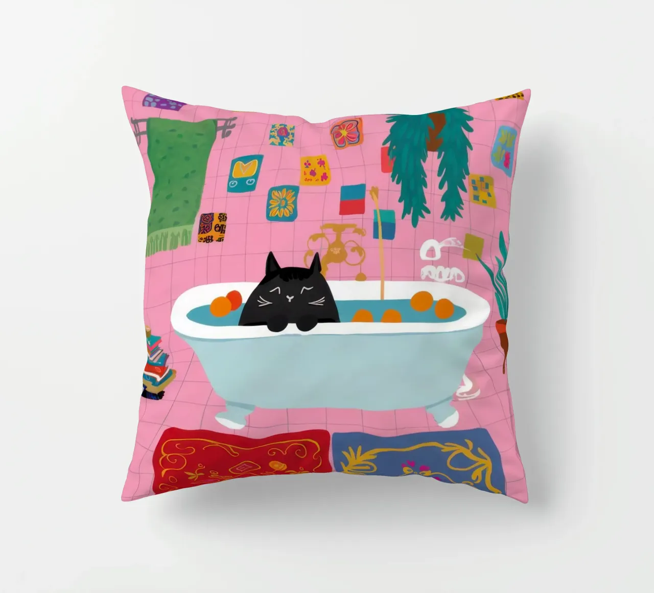 Bohemian Bathtub Ritual decorative cushion by Veil Maya