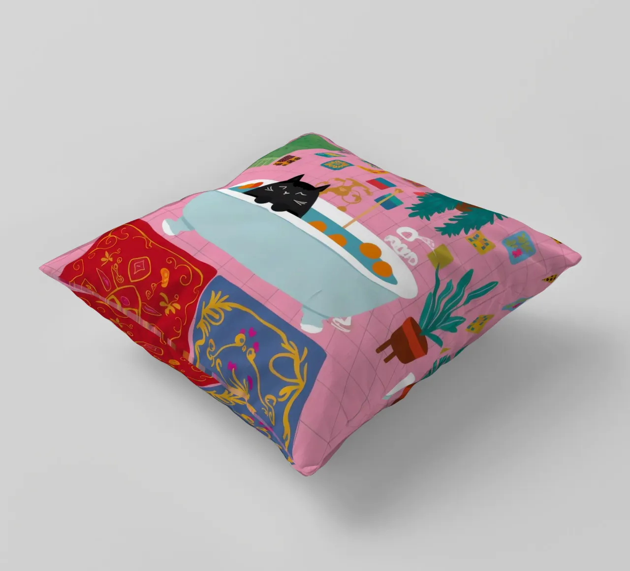 Bohemian Bathtub Ritual decorative cushion by Veil Maya