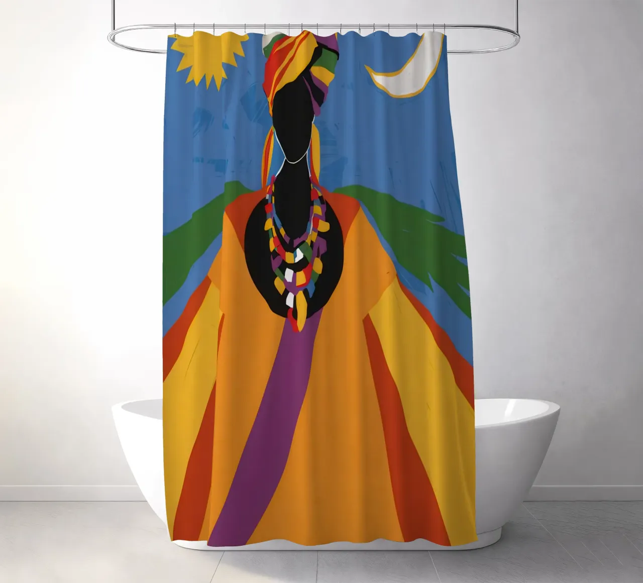 Regal Turbaned Queen shower curtain by Flock Reverie
