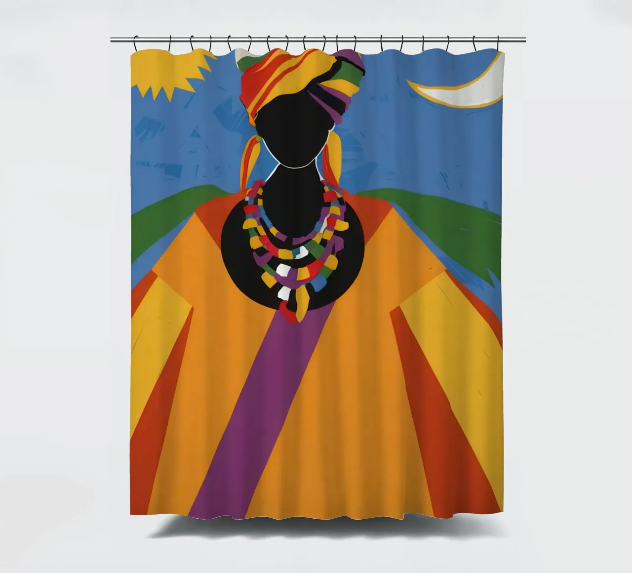 Regal Turbaned Queen shower curtain by Flock Reverie