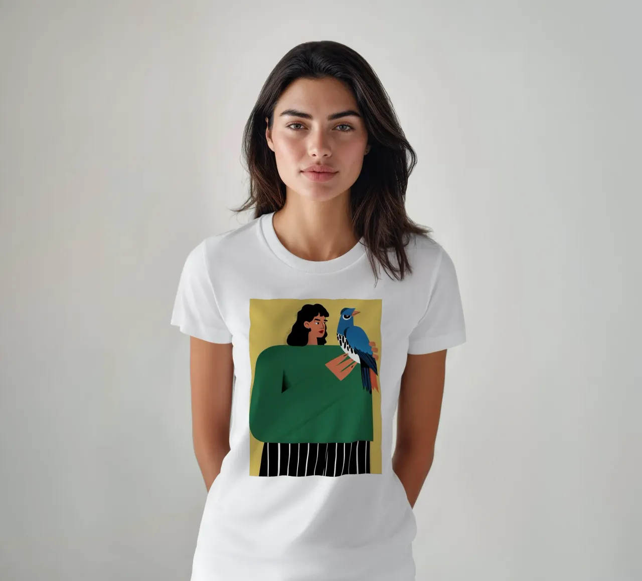 Donna con uccello azzurro t-shirt da Flock Reverie