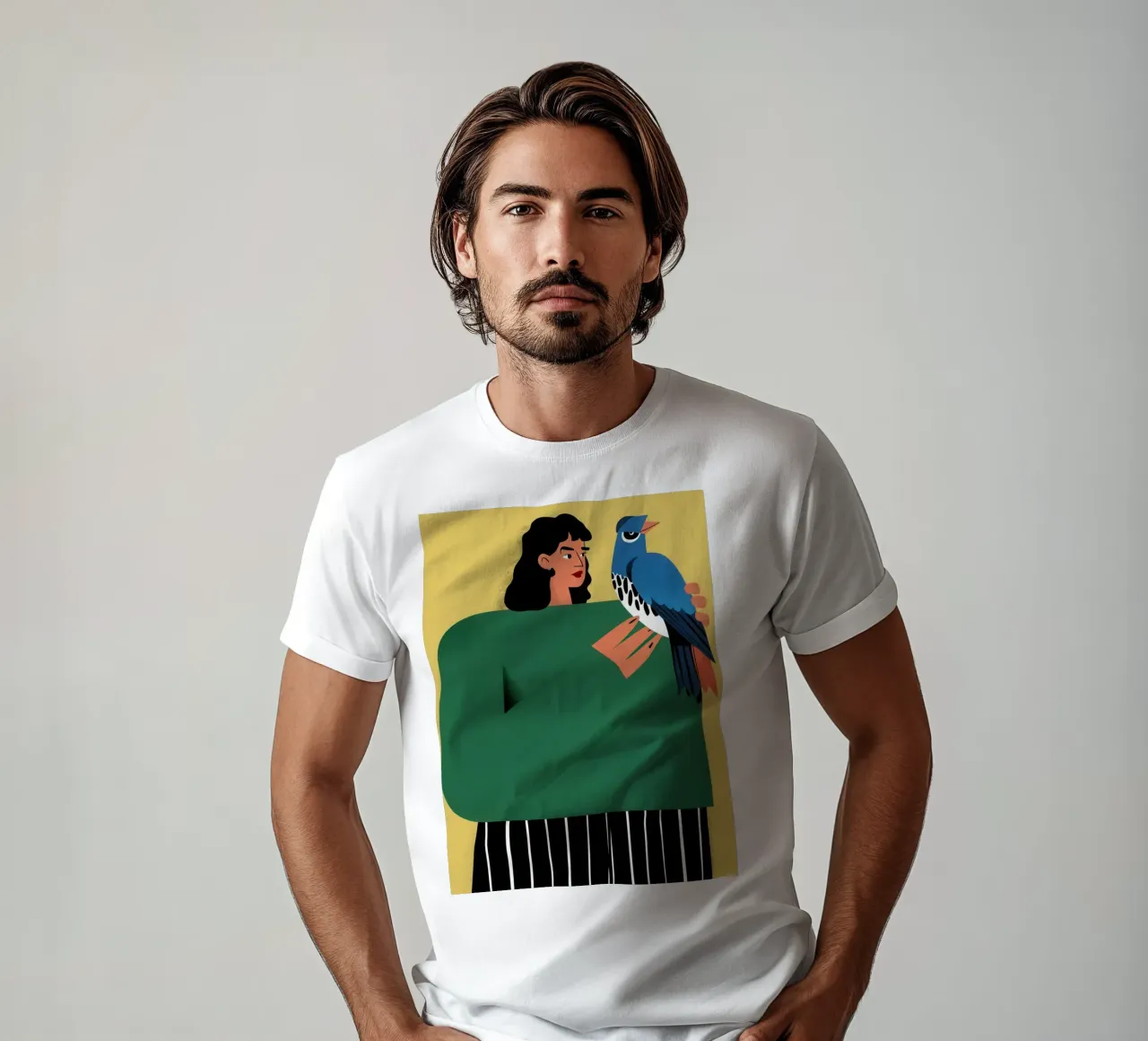 Donna con uccello azzurro t-shirt da Flock Reverie