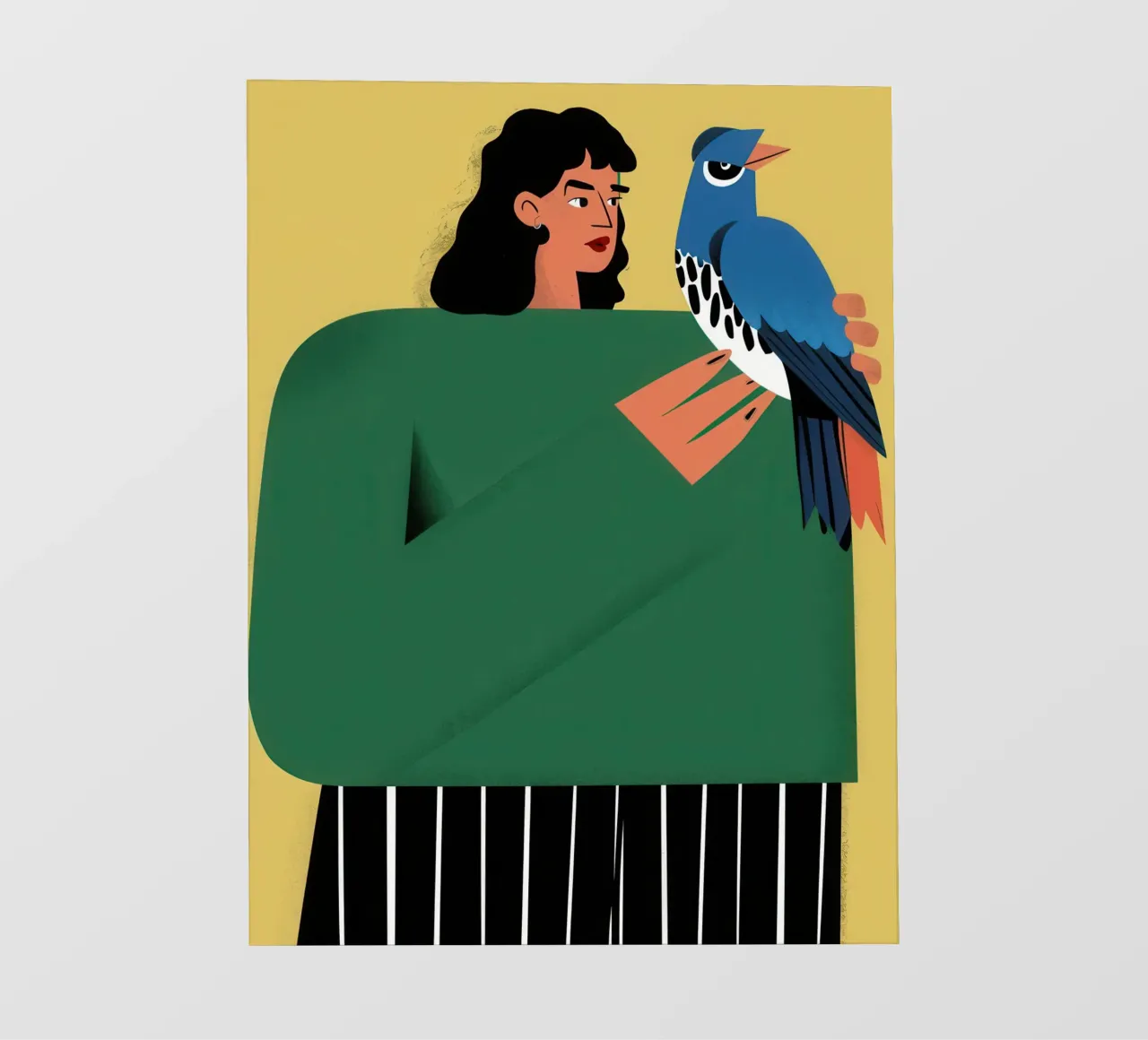 Donna con uccello azzurro telo in pvc da Flock Reverie