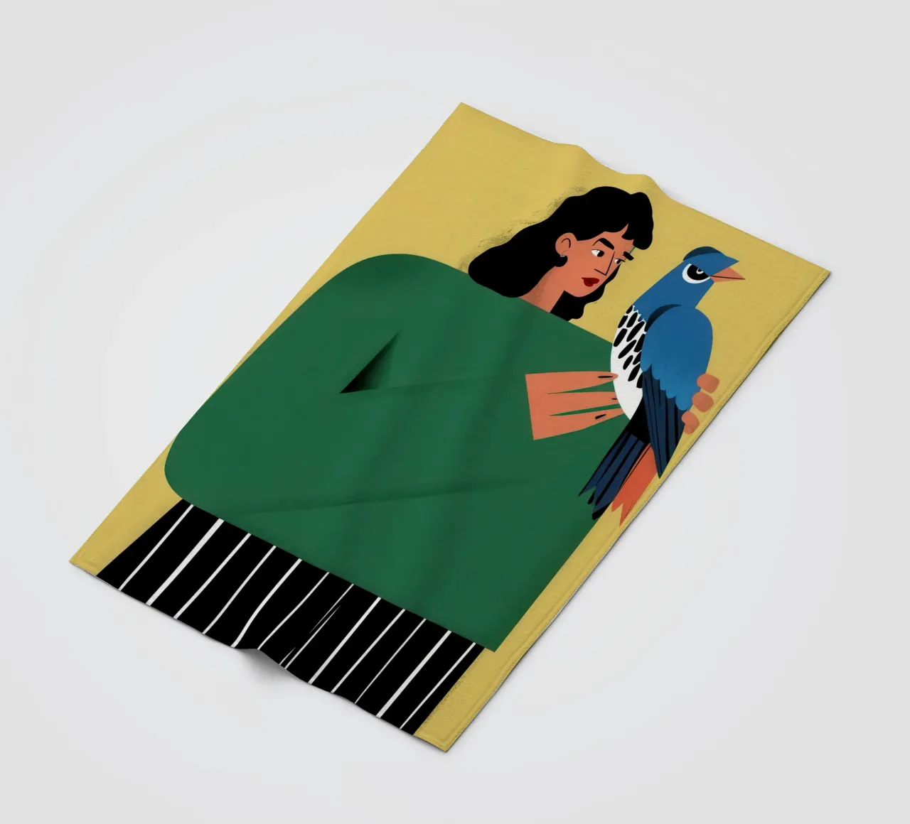 Donna con uccello azzurro coperta in pile da Flock Reverie