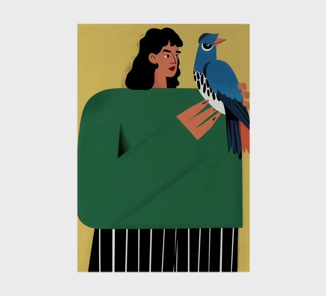 Femme avec un oiseau bleu carnet de notes de Flock Reverie