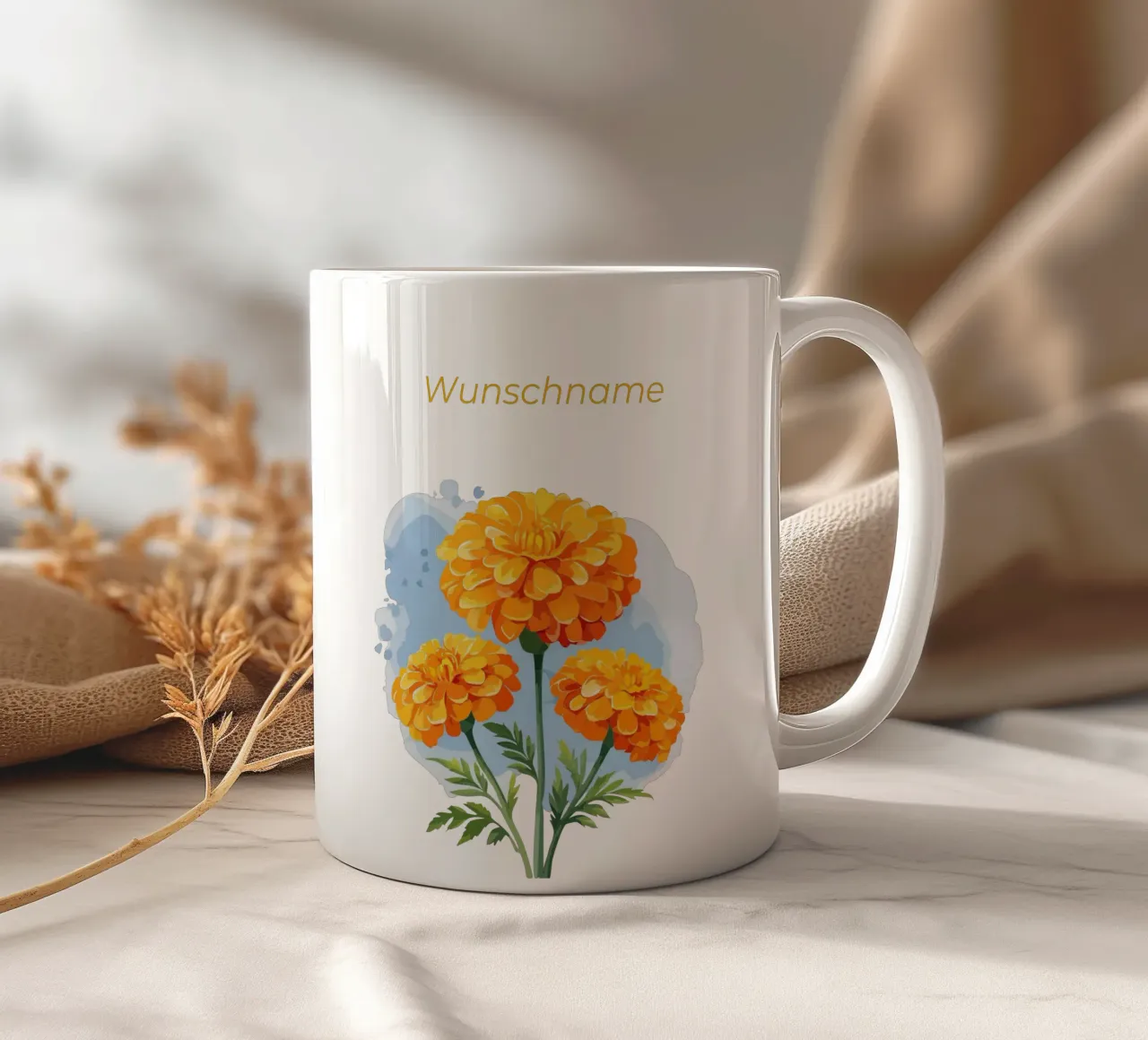 Fiore di nascita - Calendula di ottobre tazza in ceramica da Geburtsblume